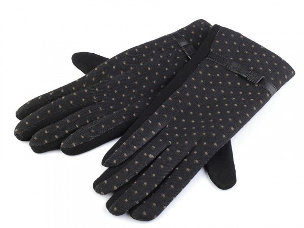 Dámské úpletové rukavice puntíkované