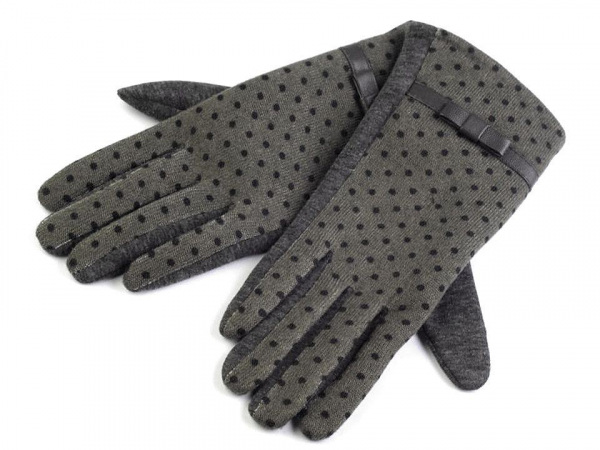 Dámské úpletové rukavice puntíkované