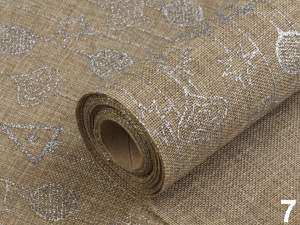 Dekorační metráž imitace juty šíře 48 cm vánoční