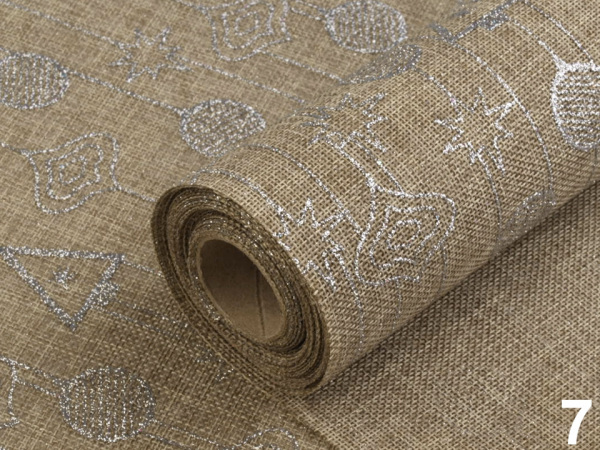 Dekorační metráž imitace juty šíře 48 cm vánoční