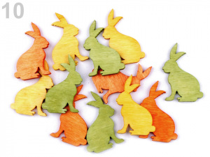 Dřevěný domeček, zajíc, slepička větší k nalepení