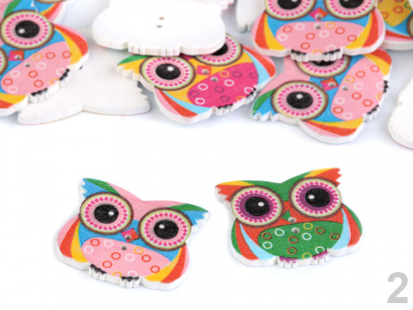 Dřevěný dekorační knoflík sova