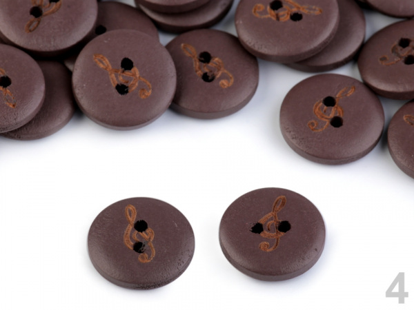 Dřevěný knoflík houslový klíč velikost 28"