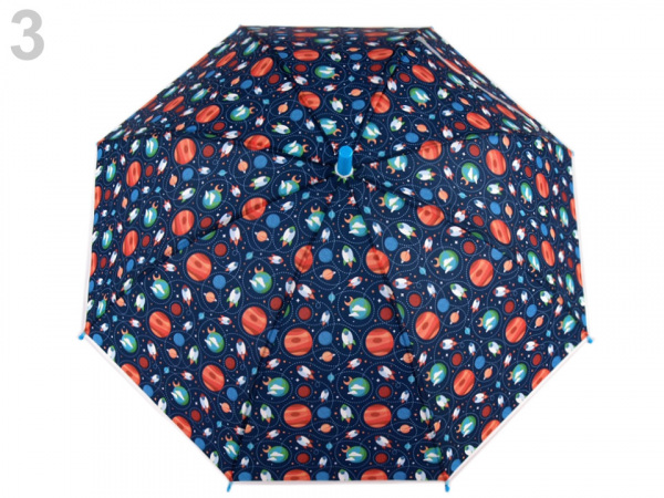 Dětský vystřelovací deštník s píšťalkou, sova, dinosaurus, auta, vesmír