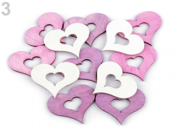 Dřevěné srdce k zavěšení / k nalepení 30x40 mm