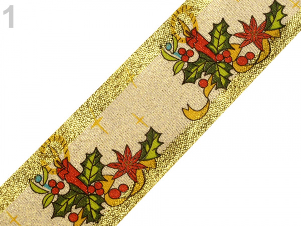 Vánoční stuha s lurexem šíře 40 mm