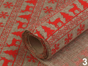 Dekorační metráž imitace juty šíře 48 cm vánoční