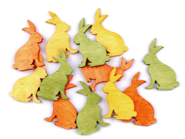 Dřevěný domeček, zajíc, slepička větší k nalepení