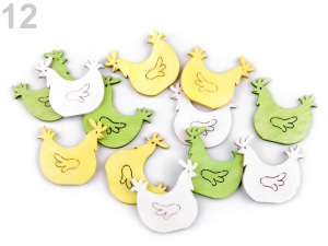 Dřevěný domeček, zajíc, slepička větší k nalepení