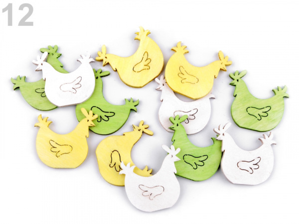 Dřevěný domeček, zajíc, slepička větší k nalepení