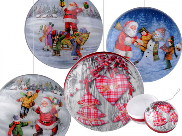 Vánoční dárková krabička - koule Ø8 cm