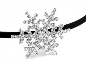 Saténová čelenka s vločkou z broušených kamínků