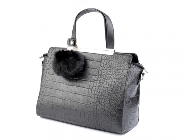 Kožešinová bambule na kabelku s karabinou