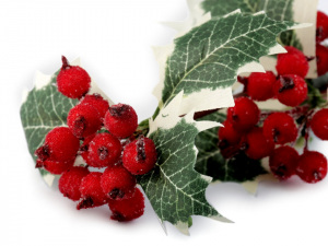 Umělá cesmína ojíněná k aranžování délka 54 cm