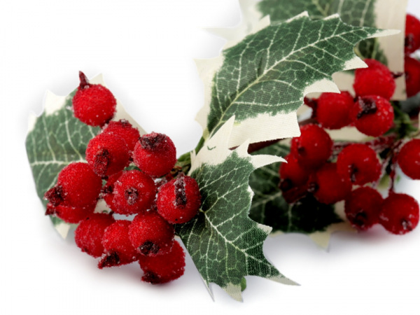 Umělá cesmína ojíněná k aranžování délka 54 cm