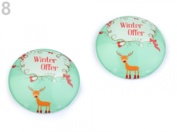 Kabošon vánoční motivy Ø30 mm