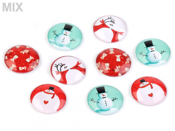 Kabošon vánoční motivy Ø30 mm
