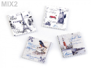 Dřevěný dekorační knoflík poštovní známka