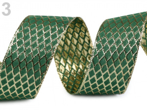 Stuha s lurexem a drátem šíře 40 mm