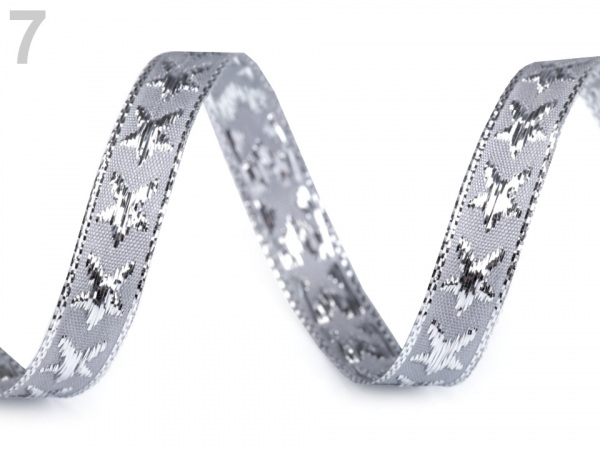 Stuha hvězda s lurexem šíře 10 mm