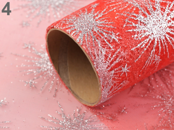 Vánoční organza s glitry šíře 36 cm