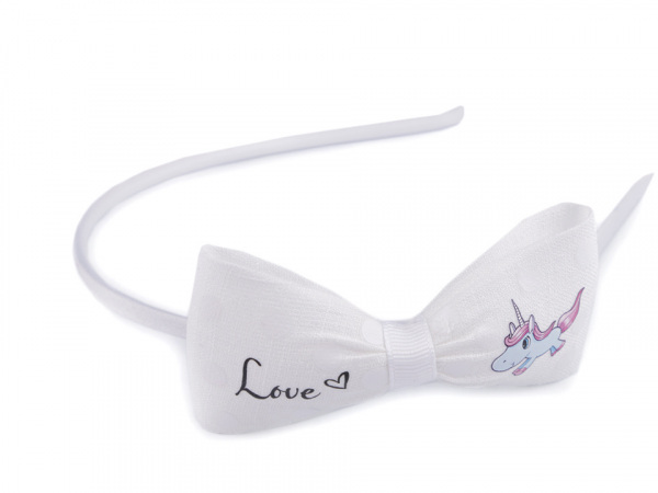 Čelenka do vlasů s mašlí a jednorožcem