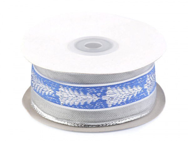 Vánoční stuha s lurexem a drátem šíře 40 mm