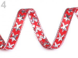 Stuha hvězda s lurexem šíře 10 mm