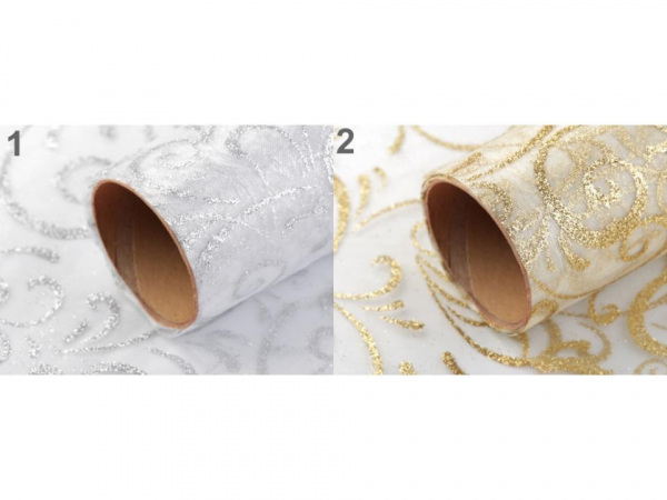 Organza svatební s glitry šíře 36 cm