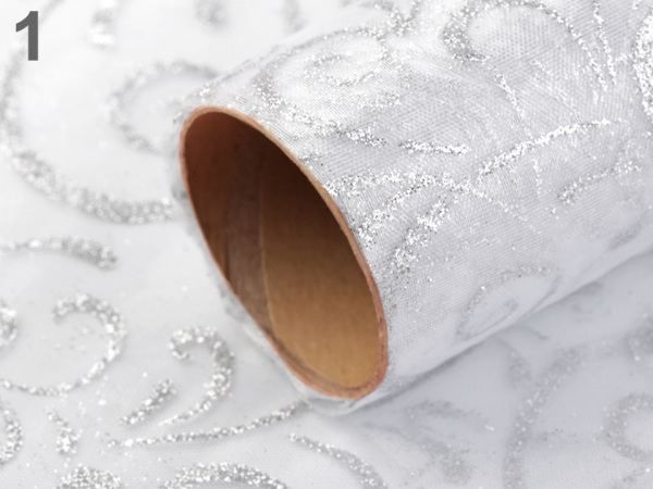 Organza svatební s glitry šíře 36 cm