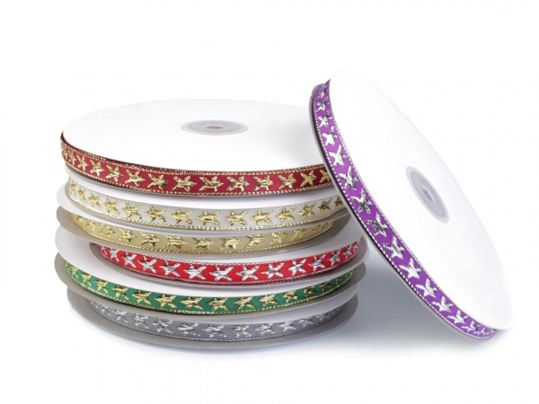 Stuha hvězda s lurexem šíře 10 mm