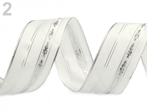 Stuha s lurexem a drátem šíře 40 mm