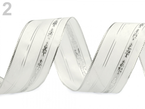 Stuha s lurexem a drátem šíře 40 mm