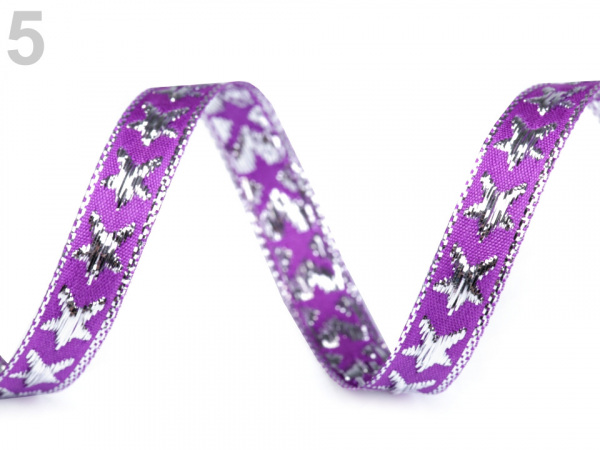 Stuha hvězda s lurexem šíře 10 mm