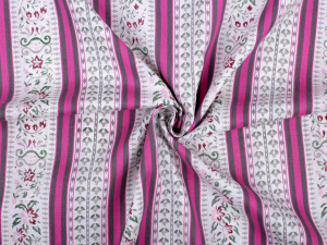 Bavlněná látka květy a proužky