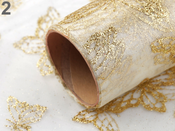 Organza s glitry šíře 36 cm motýl