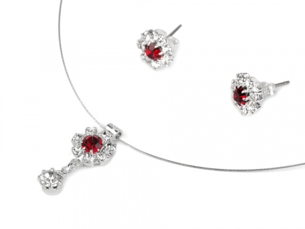 Náhrdelník a náušnice s broušenými kamínky - jablonecká bižuterie