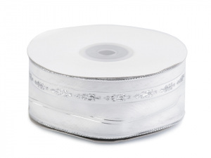 Stuha s lurexem a drátem šíře 40 mm
