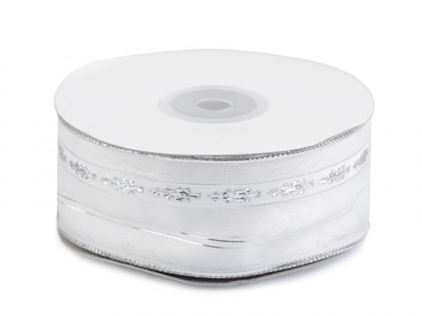 Stuha s lurexem a drátem šíře 40 mm