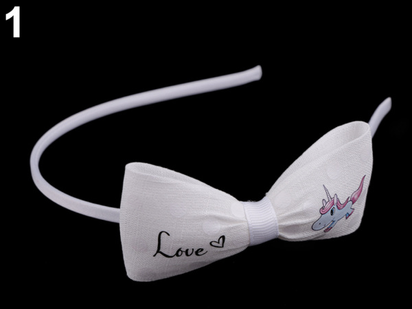 Čelenka do vlasů s mašlí a jednorožcem