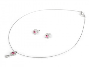 Náhrdelník a náušnice s broušenými kamínky - jablonecká bižuterie