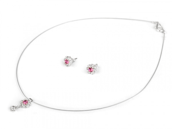 Náhrdelník a náušnice s broušenými kamínky - jablonecká bižuterie