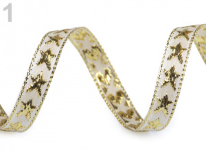 Stuha hvězda s lurexem šíře 10 mm