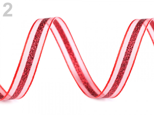 Vánoční stuha s lurexem šíře 12 mm