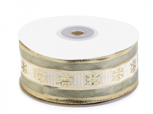Vánoční stuha s lurexem a drátem šíře 42 mm