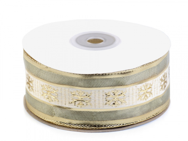 Vánoční stuha s lurexem a drátem šíře 42 mm