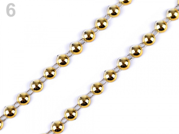 Perlový řetěz - půlperle Ø6 mm vánoční