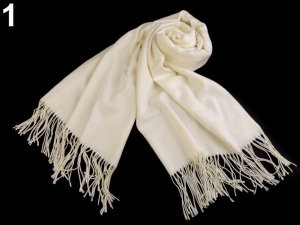 Šála typu pashmina jednobarevná s třásněmi 65x180 cm