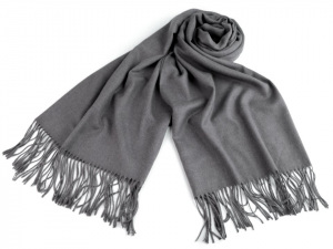 Šála typu pashmina jednobarevná s třásněmi 65x180 cm
