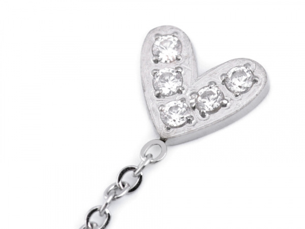 Náušnice z nerezové oceli srdce s kamínky